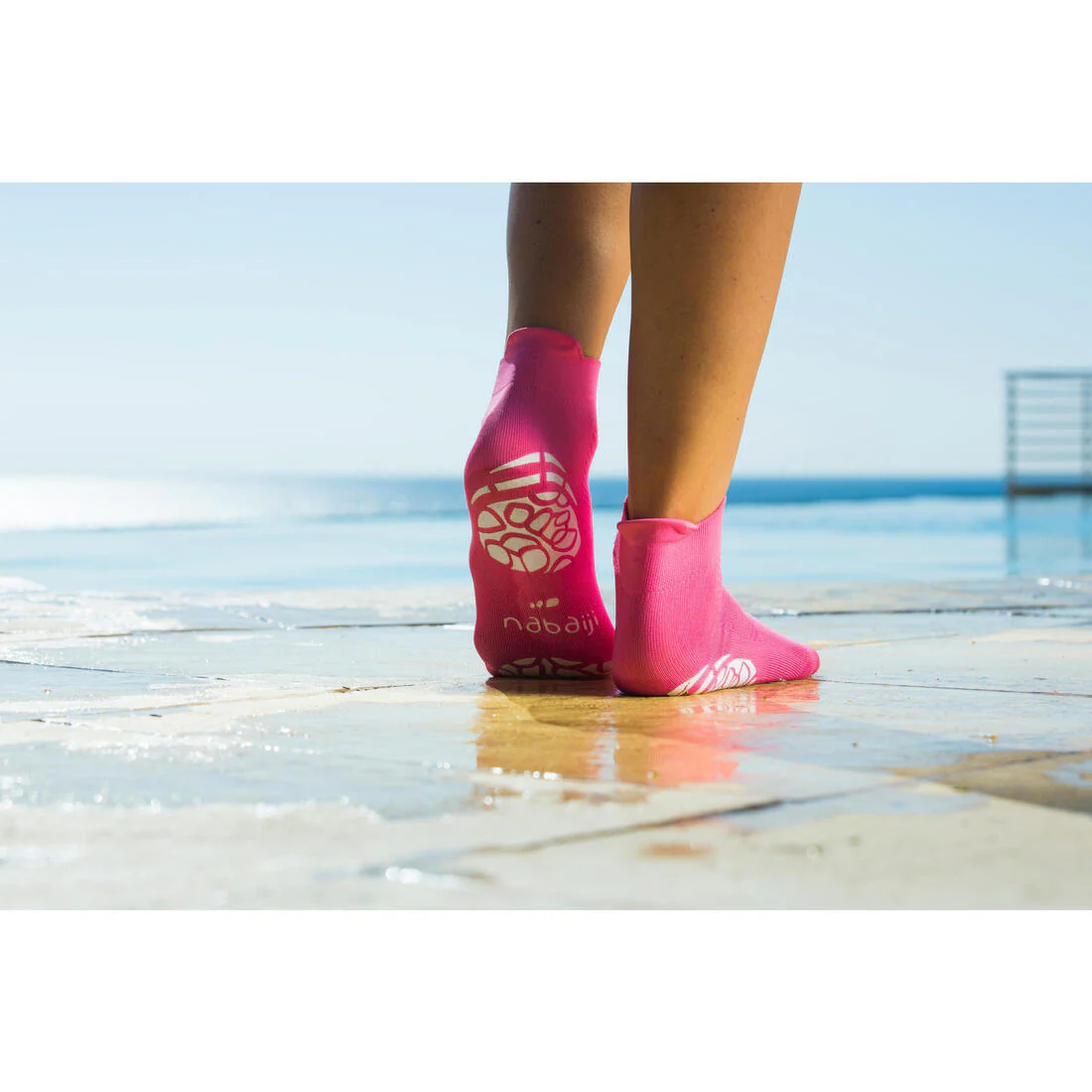 CHAUSSETTES DE NATATION AQUASOCKS JUNIOR - ROSES - Image 3