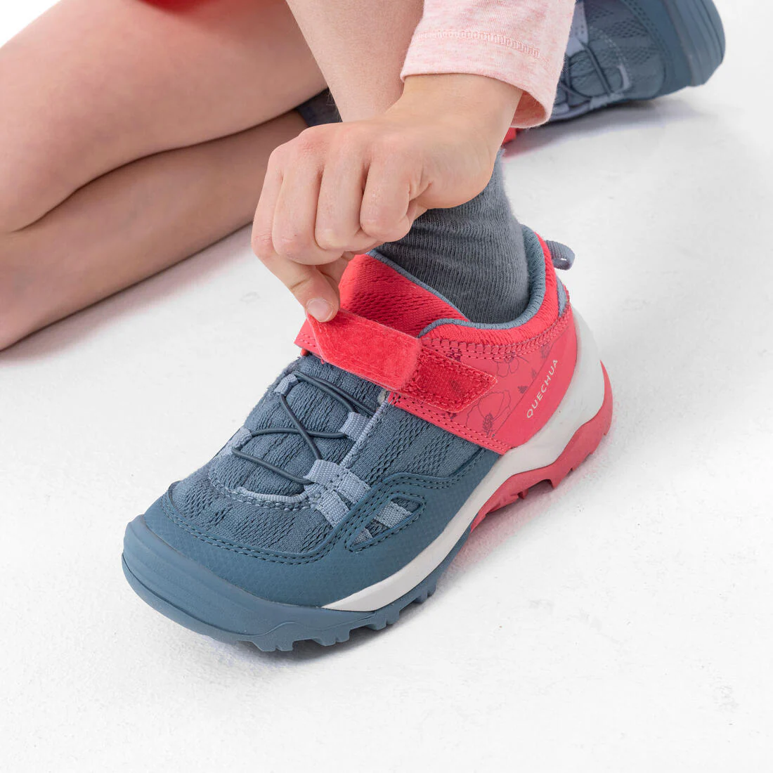 Chaussures de randonnée enfant à scratch Crossrock rose bleue du 24 AU 34 - Image 6