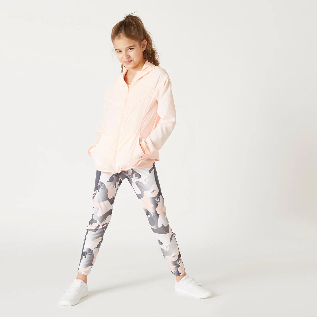 Legging fille synthétique respirant - S500 gris et rose avec imprimé - Image 4