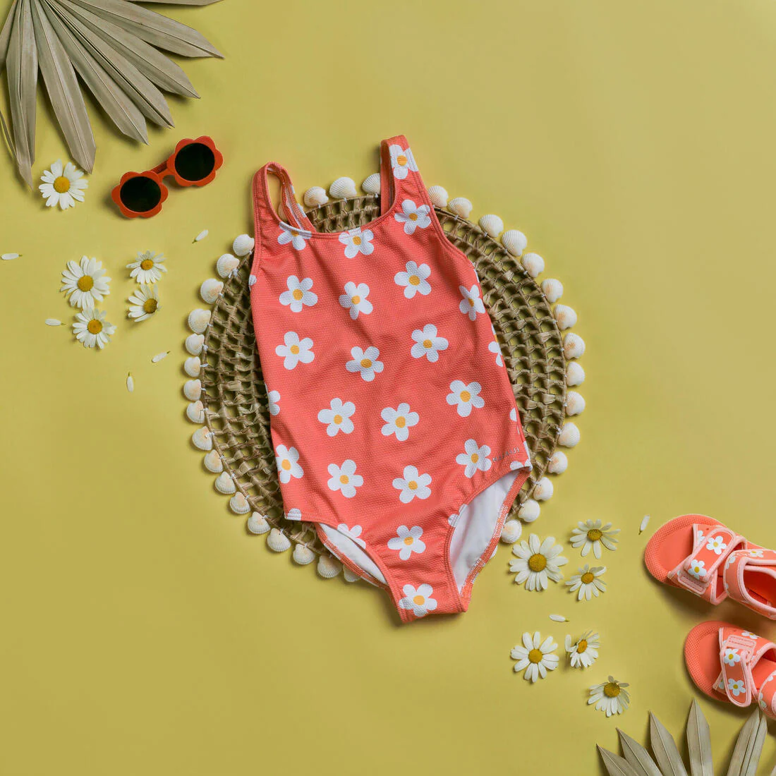 Maillot de bain 1 pièce bébé fille texture gaufré Corail imprimé Fleurs - Image 6