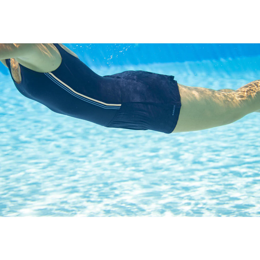 Maillot de Bain de Natation Femme 1 Pièce Jupe Heva Navy Bandes - Image 9