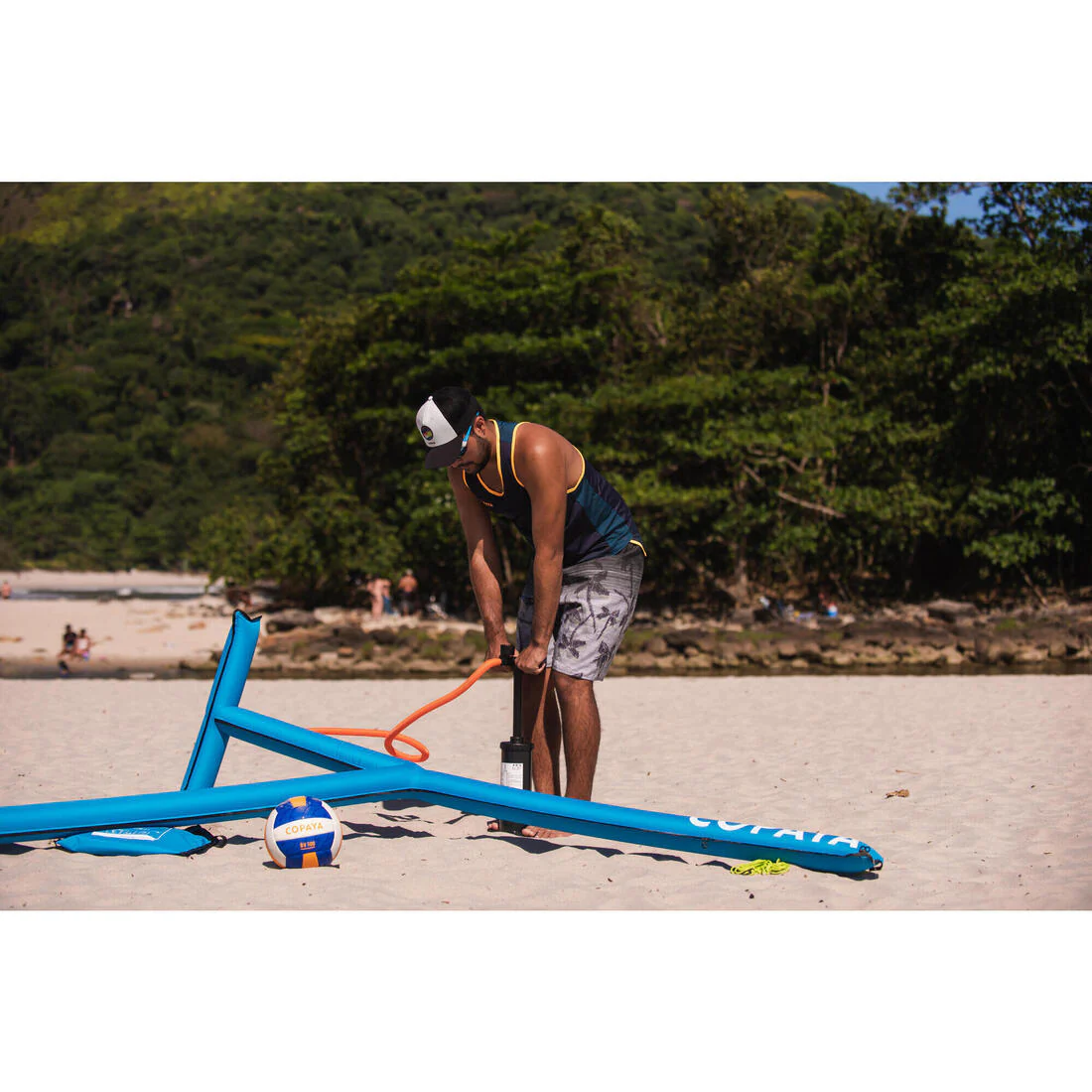 Set (Filet et structure) de Beach volley 500 gonflable bleu - Image 15