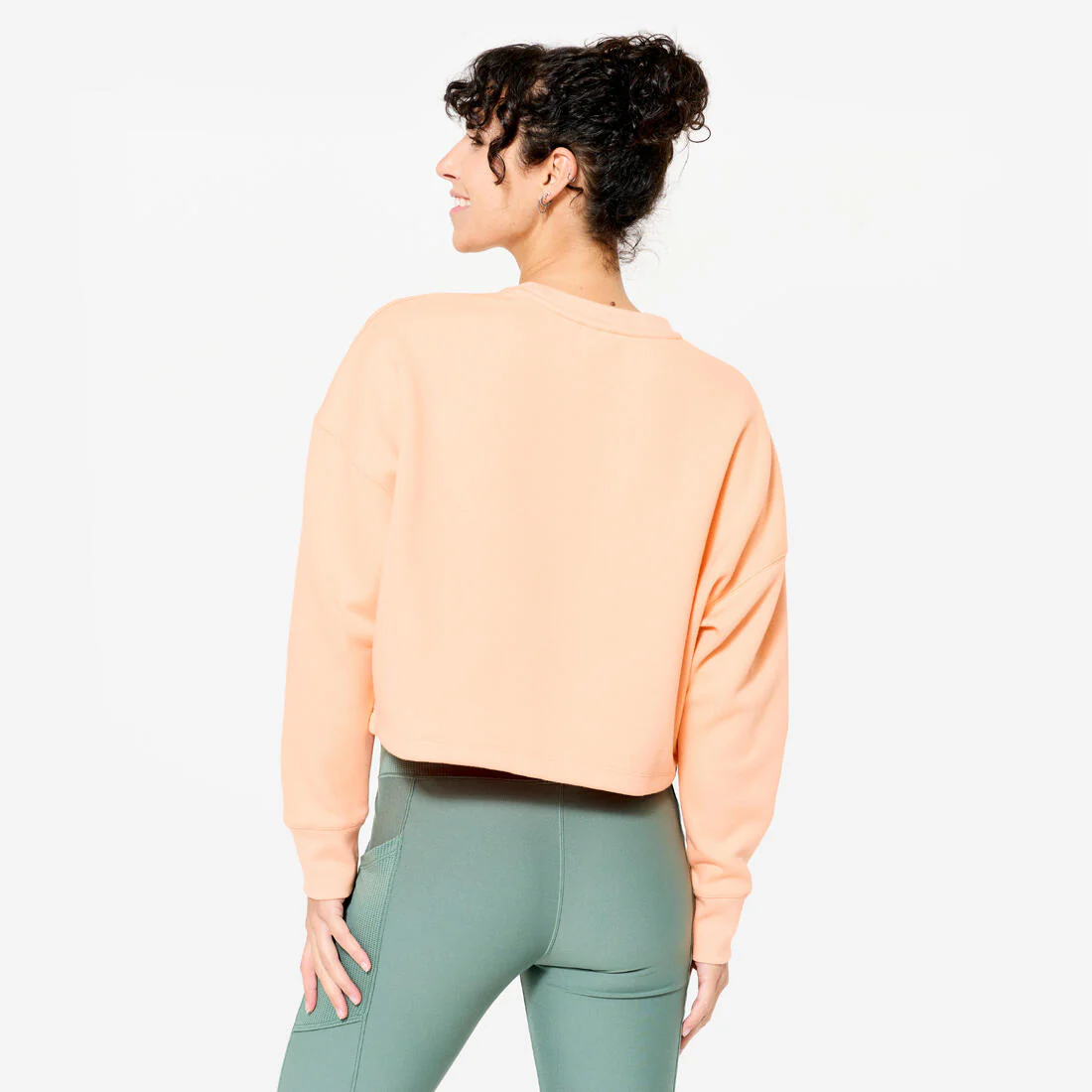 Sweat de fitness crop femme, pêche - Image 4