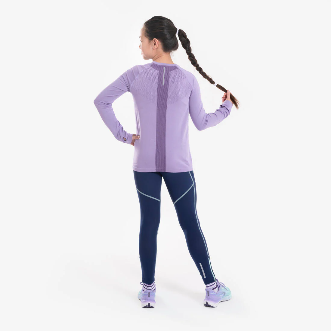 T-shirt manches longues de running Enfant,  KIPRUN SKINCARE marine - Image 3