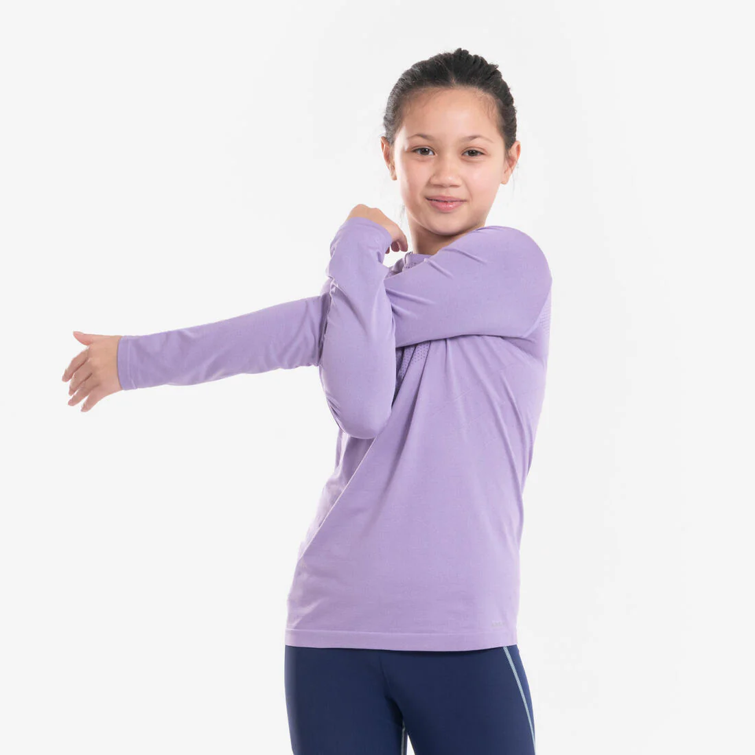 T-shirt manches longues de running Enfant,  KIPRUN SKINCARE marine - Image 4